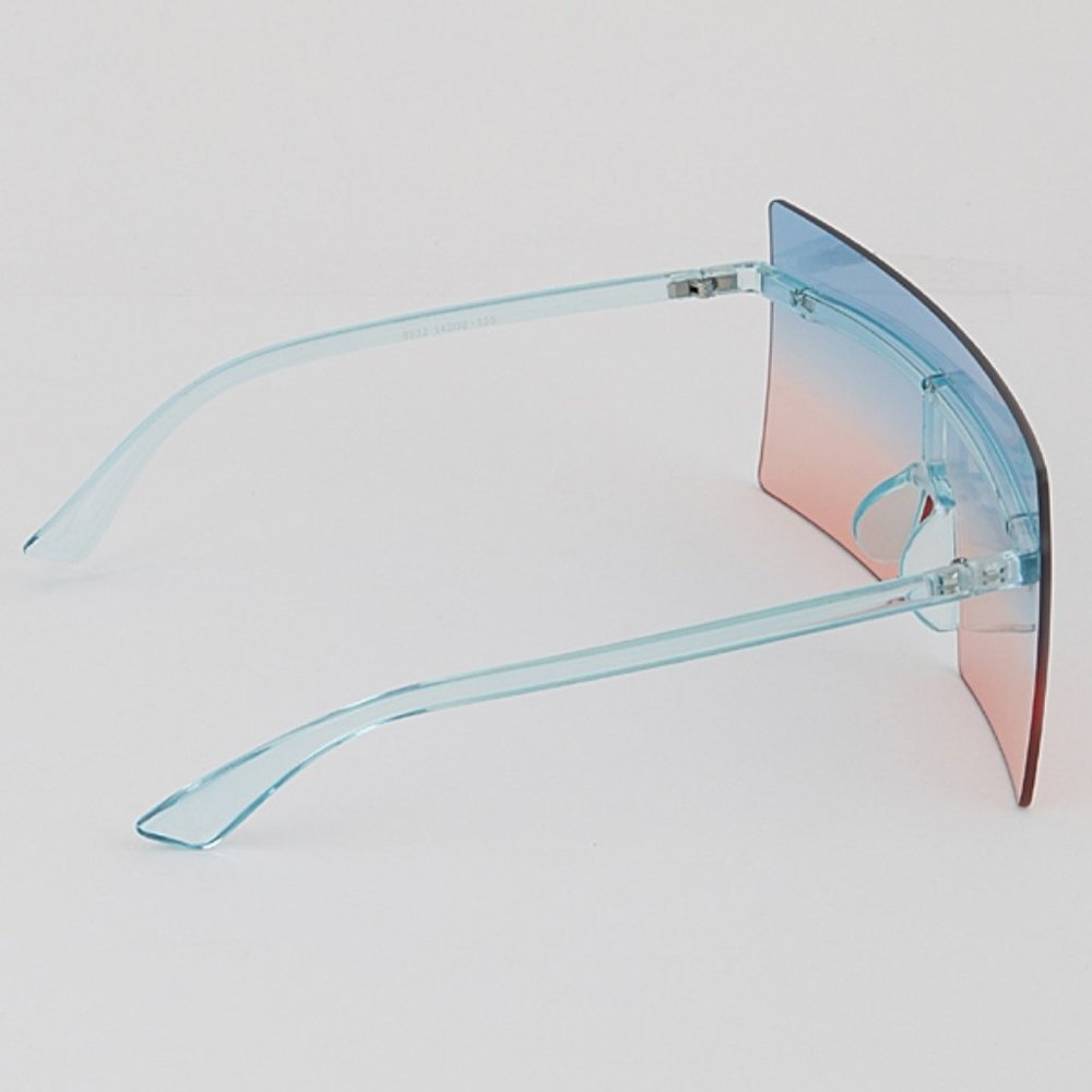 Oversized Colored Lens Square Flat Top Sunglasses - Picture 4 of 6